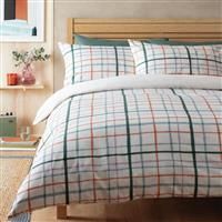 Habitat Painted Check White Bedding Set - Single