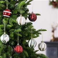 Argos Home Pack of 12 Christmas Baubles -Red, White & Silver