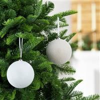 Habitat Pack Of 2 Beaded Christmas Baubles - White