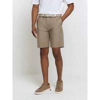 River Island Slim Fit Belted Chino Shorts