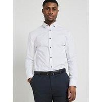 River Island Long Sleeve Textured Muscle Shirt - White