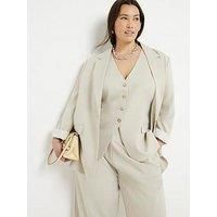 Ri Plus Plus Relaxed Roll Sleeve Blazer - Light Green