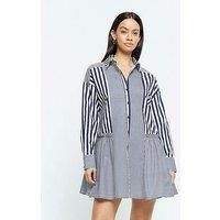 River Island Asymmetric Smock Dress - Dark Blue