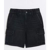 River Island Boys Denim Cargo Shorts - Black