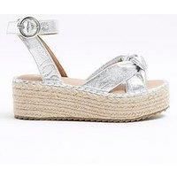 River Island Two Part Espadrille Sandal - Silver