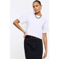 River Island Boxy Chopped Tee - White