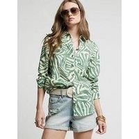 River Island Animal Print Shirt - Green