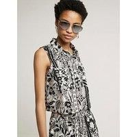 River Island Box Fit Cropped Shirt Co-Ord - Black