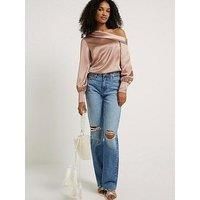 River Island Off Shoulder Top - Light Brown