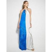 River Island Colour Block Halterneck Maxi Dress - Blue