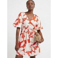 River Island Floral Puff Sleeve Shift Mini Dress