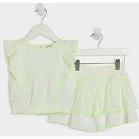 River Island Mini Mini Girls Embroidered Frill Top Set - White