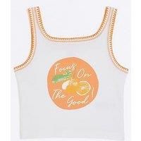 River Island Girls Graphic Stitched Tank Top - White