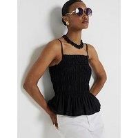 River Island Ruched Cami Top - Black