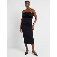 River Island Bandeau Bodycon Midi Dress - Black