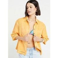 River Island Linen Boxy Shirt - Orange