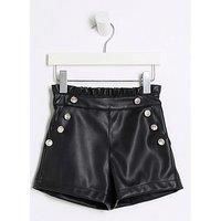 River Island Mini Faux Leather Button Shorts