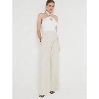 River Island Pleated Wide Leg Trouser - Light Beige