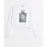 River Island Girls Leopard Print Perfume Sweatshirt - White