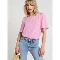 River Island Scallop Sleeve Top - Medium Pink