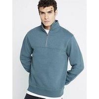 River Island Quarter Zip High Neck Sweatshirt - Teal