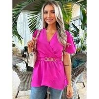 Ax Paris Wrap Blouse - Pink