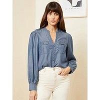 Love & Roses Utility Shirt-Blue