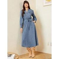 Love & Roses Long Sleeve Utility Dress-Blue