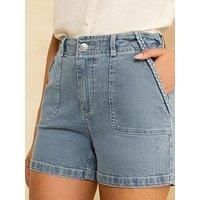 Love & Roses Plait Pocket Short-Blue