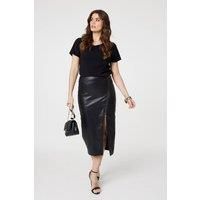 Faux Leather Zip Detail Pencil Skirt