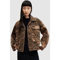 Allsaints Finch Leopard Camouflage Print Jacket - Brown