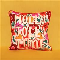 Floral 'Holly Jolly Time' Cushion