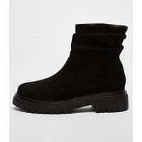 Quiz Wide Fit Black Faux Suede Ruched Boots