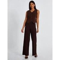 Quiz Brown Knit Wide Leg Trousers