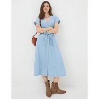 Fatface Odette Button Down Denim Midi Dress - Blue