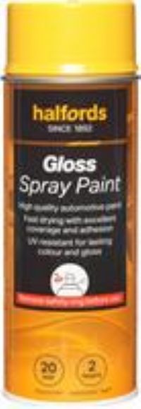 Halfords S5-100 Yellow Gloss Car Spray Paint - 400Ml