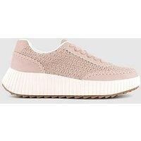 Office Flo Knitted Lace Up Runner Trainer - Blush