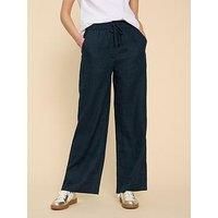 White Stuff Belle Linen Wide Leg Trouser - Navy