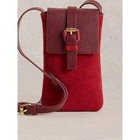 White Stuff Clara Buckle Suede Phone Bag - Red