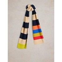 White Stuff Colourblock Stripe Knit Scarf - Navy