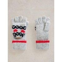 White Stuff Heart Fairisle Flip Mittens Grey Multi