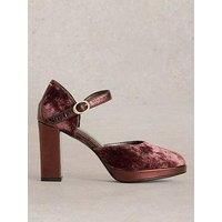 White Stuff Priscilla Velvet Platform Shoe - Red