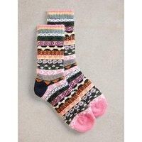 White Stuff Pop Fairsle Cabin Sock - Pink