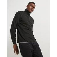 River Island Slim Fit Smart Pique 1/2 Zip Sweat Top - Black