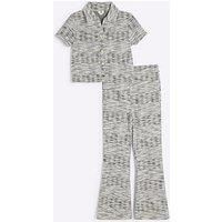 River Island Girls Polo Top And Kickflare Set - Grey