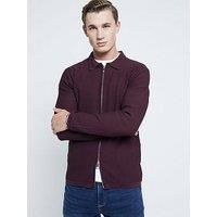 River Island Brick Long Sleeve Knitted Shirt - Dark Red