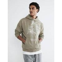 River Island Crane Clouds Embroidered Hoodie - Khaki