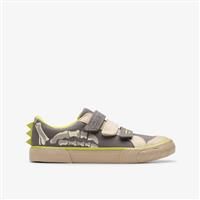Clarks Boys Foxing Stomp Kid Grey Canvas Canvas