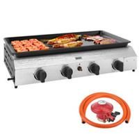 Outsunny Gas Grill, Gas BBQ with Non-Stick Griddle for Camping, Silver Tone