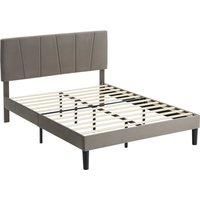 HOMCOM King Velvet-Feel Headboard Bed Frame - Grey Aosom UK